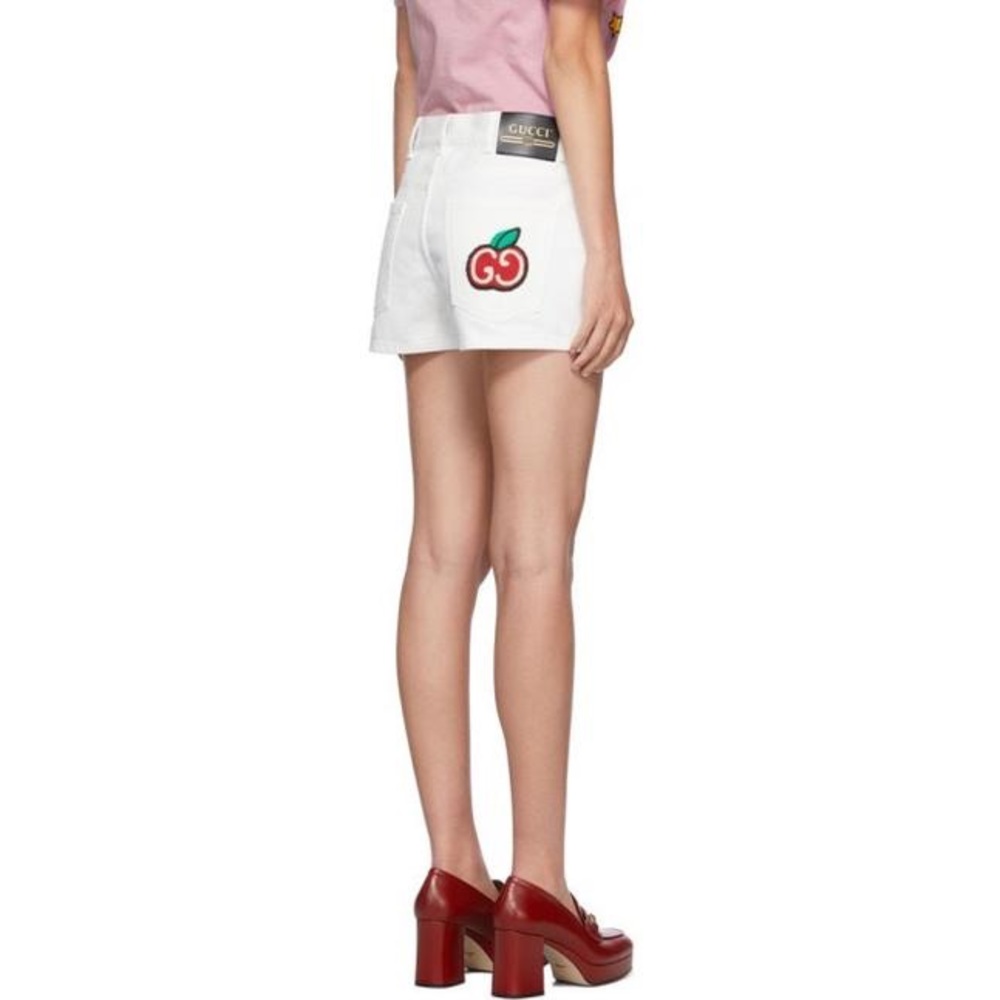 Gucci White Denim Cherry Shorts